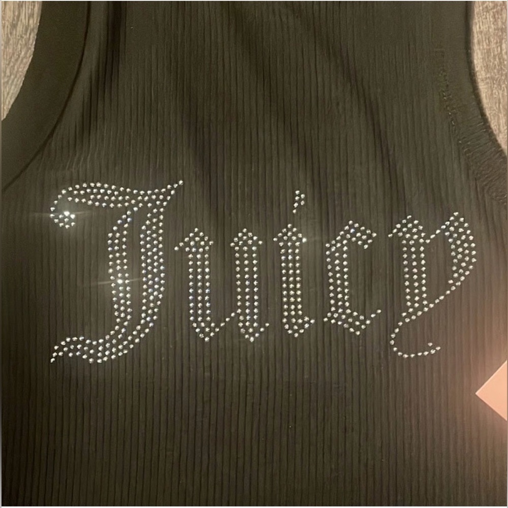 Juicy Couture Bling U Black Tank with Rhinestone Detail Size XL - Picture 4 of 6